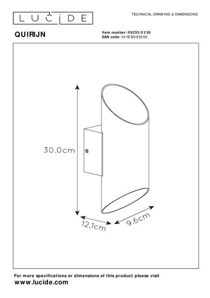 Lucide QUIRIJN - Applique murale - Ø 10 cm - 1xG9 - Noir - technique